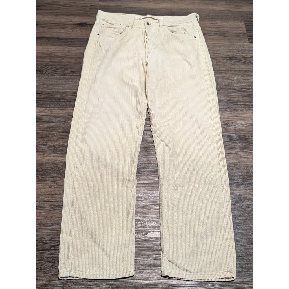 Diesel Chevron Corduroy Pants Mens 36 Cream Off White Straight Leg Made in Italy